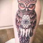 тату сова и ловец снов 15.02.2021 №0029 - owl and dreamcatcher tattoo - tatufoto.com