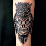 тату сова и череп пример рисунка 15.02.2021 №0004 - owl skull tattoo - tatufoto.com