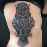 тату сова и череп пример рисунка 15.02.2021 №0079 - owl skull tattoo - tatufoto.com