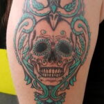 тату сова и череп пример рисунка 15.02.2021 №0088 - owl skull tattoo - tatufoto.com