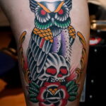тату сова и череп пример рисунка 15.02.2021 №0099 - owl skull tattoo - tatufoto.com