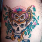 тату сова и череп пример рисунка 15.02.2021 №0103 - owl skull tattoo - tatufoto.com
