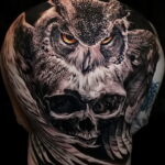 тату сова и череп пример рисунка 15.02.2021 №0113 - owl skull tattoo - tatufoto.com