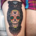 тату сова и череп пример рисунка 15.02.2021 №0119 - owl skull tattoo - tatufoto.com