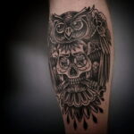 тату сова и череп пример рисунка 15.02.2021 №0128 - owl skull tattoo - tatufoto.com
