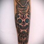 тату сова и череп пример рисунка 15.02.2021 №0130 - owl skull tattoo - tatufoto.com