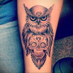 тату сова и череп пример рисунка 15.02.2021 №0135 - owl skull tattoo - tatufoto.com