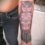 тату сова и череп пример рисунка 15.02.2021 №0144 - owl skull tattoo - tatufoto.com