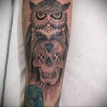 тату сова и череп пример рисунка 15.02.2021 №0149 - owl skull tattoo - tatufoto.com