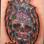 тату сова и череп пример рисунка 15.02.2021 №0167 - owl skull tattoo - tatufoto.com