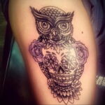 тату сова и череп пример рисунка 15.02.2021 №0168 - owl skull tattoo - tatufoto.com