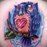 цветной рисунок татуировки с совой 15.02.2021 №0004 - owl tattoo color - tatufoto.com