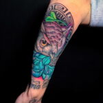 цветной рисунок татуировки с совой 15.02.2021 №0008 - owl tattoo color - tatufoto.com
