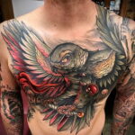 цветной рисунок татуировки с совой 15.02.2021 №0030 - owl tattoo color - tatufoto.com