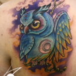 цветной рисунок татуировки с совой 15.02.2021 №0034 - owl tattoo color - tatufoto.com