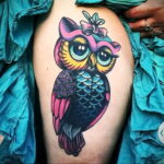 цветной рисунок татуировки с совой 15.02.2021 №0035 - owl tattoo color - tatufoto.com