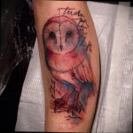 цветной рисунок татуировки с совой 15.02.2021 №0056 - owl tattoo color - tatufoto.com
