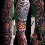 цветной рисунок татуировки с совой 15.02.2021 №0062 - owl tattoo color - tatufoto.com