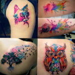 цветной рисунок татуировки с совой 15.02.2021 №0080 - owl tattoo color - tatufoto.com