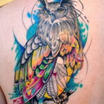 цветной рисунок татуировки с совой 15.02.2021 №0085 - owl tattoo color - tatufoto.com