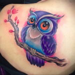 цветной рисунок татуировки с совой 15.02.2021 №0102 - owl tattoo color - tatufoto.com