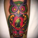 цветной рисунок татуировки с совой 15.02.2021 №0108 - owl tattoo color - tatufoto.com