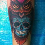 цветной рисунок татуировки с совой 15.02.2021 №0120 - owl tattoo color - tatufoto.com