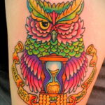 цветной рисунок татуировки с совой 15.02.2021 №0125 - owl tattoo color - tatufoto.com