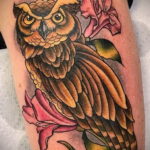 цветной рисунок татуировки с совой 15.02.2021 №0145 - owl tattoo color - tatufoto.com