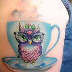 цветной рисунок татуировки с совой 15.02.2021 №0160 - owl tattoo color - tatufoto.com