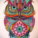 цветной рисунок татуировки с совой 15.02.2021 №0168 - owl tattoo color - tatufoto.com