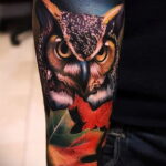 цветной рисунок татуировки с совой 15.02.2021 №0177 - owl tattoo color - tatufoto.com