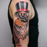 цветной рисунок татуировки с совой 15.02.2021 №0178 - owl tattoo color - tatufoto.com
