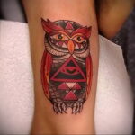 цветной рисунок татуировки с совой 15.02.2021 №0188 - owl tattoo color - tatufoto.com