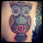 цветной рисунок татуировки с совой 15.02.2021 №0190 - owl tattoo color - tatufoto.com