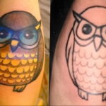 цветной рисунок татуировки с совой 15.02.2021 №0192 - owl tattoo color - tatufoto.com