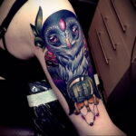 цветной рисунок татуировки с совой 15.02.2021 №0216 - owl tattoo color - tatufoto.com