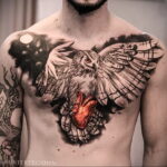 цветной рисунок татуировки с совой 15.02.2021 №0236 - owl tattoo color - tatufoto.com