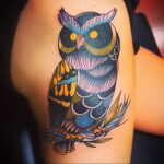цветной рисунок татуировки с совой 15.02.2021 №0244 - owl tattoo color - tatufoto.com
