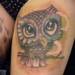 цветной рисунок татуировки с совой 15.02.2021 №0245 - owl tattoo color - tatufoto.com