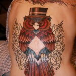 цветной рисунок татуировки с совой 15.02.2021 №0246 - owl tattoo color - tatufoto.com