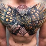 цветной рисунок татуировки с совой 15.02.2021 №0255 - owl tattoo color - tatufoto.com