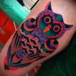 цветной рисунок татуировки с совой 15.02.2021 №0259 - owl tattoo color - tatufoto.com