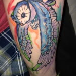 цветной рисунок татуировки с совой 15.02.2021 №0261 - owl tattoo color - tatufoto.com