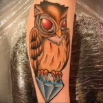 цветной рисунок татуировки с совой 15.02.2021 №0268 - owl tattoo color - tatufoto.com