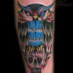 цветной рисунок татуировки с совой 15.02.2021 №0269 - owl tattoo color - tatufoto.com