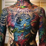 цветной рисунок татуировки с совой 15.02.2021 №0271 - owl tattoo color - tatufoto.com