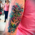 цветной рисунок татуировки с совой 15.02.2021 №0294 - owl tattoo color - tatufoto.com
