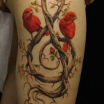 Пример женской тату с яблоком 03.03.2021 №010 - girl with apple tattoo - tatufoto.com
