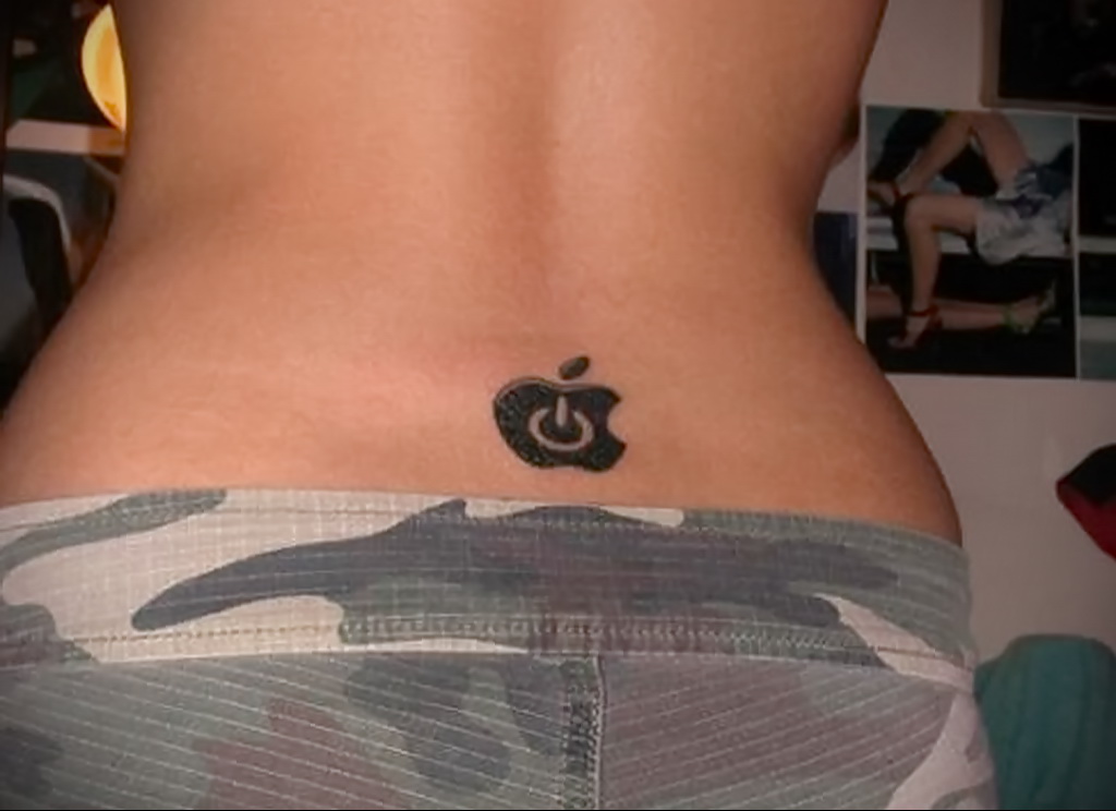 Пример женской тату с яблоком 03.03.2021 №024 - girl with apple tattoo - tatufoto.com